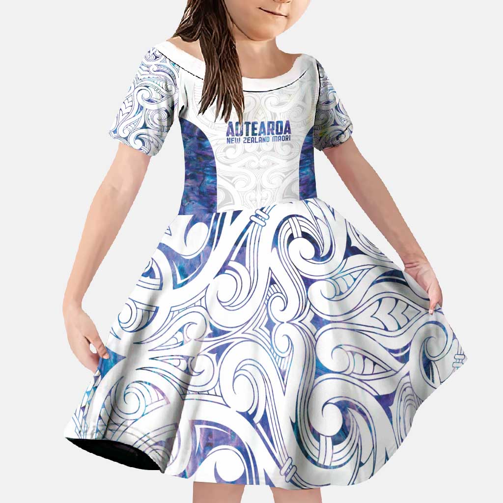 Custom New Zealand Aotearoa Family Matching Tank Maxi Dress and Hawaiian Shirt Purple Maori Paua Shell Indigenous - Polynesian Pride