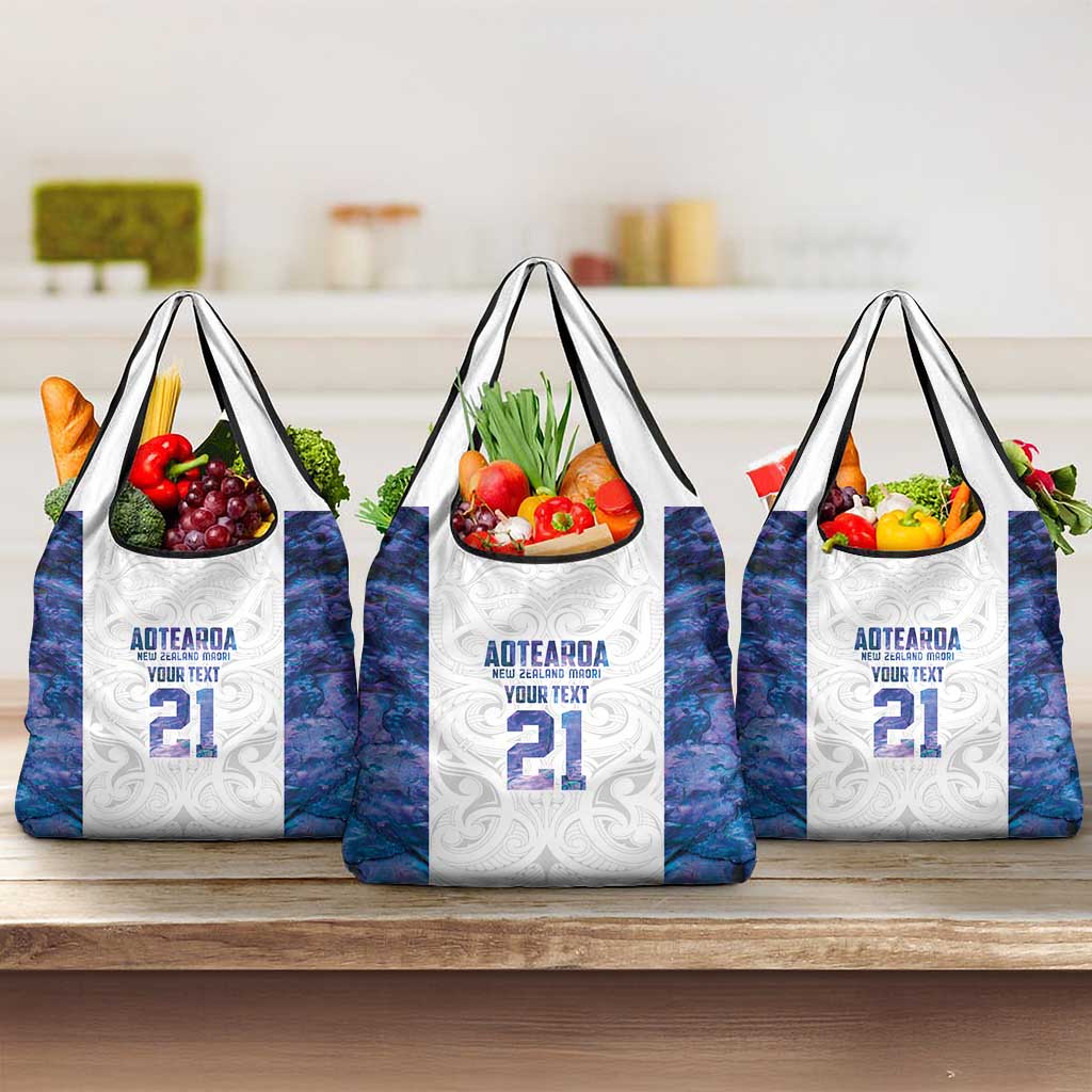 Custom New Zealand Aotearoa Grocery Bag Purple Maori Paua Shell Indigenous - Polynesian Pride