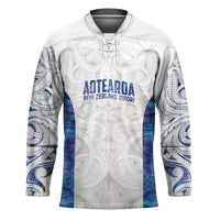 Custom New Zealand Aotearoa Hockey Jersey Purple Maori Paua Shell Indigenous - Polynesian Pride