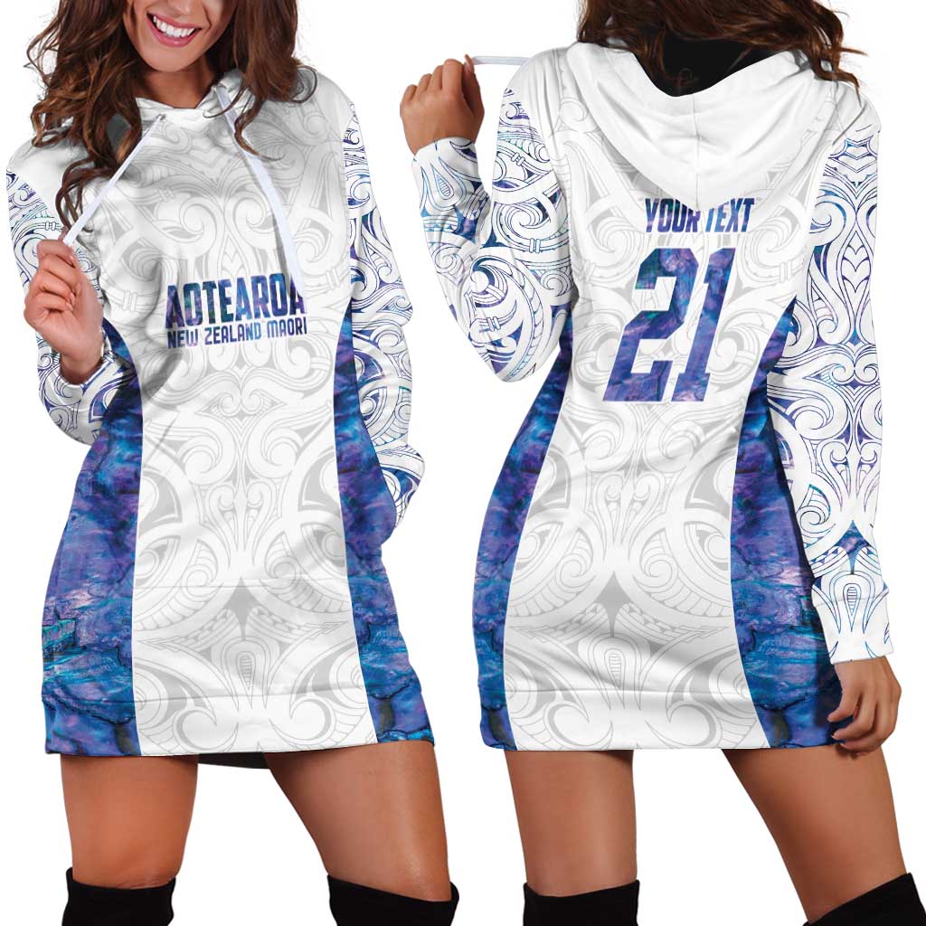 Custom New Zealand Aotearoa Hoodie Dress Purple Maori Paua Shell Indigenous - Polynesian Pride