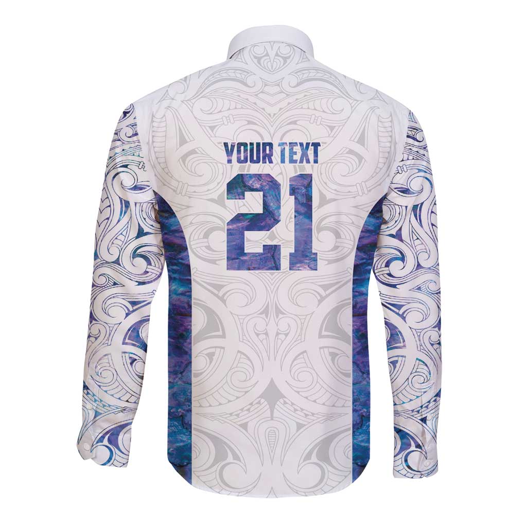 Custom New Zealand Aotearoa Long Sleeve Button Shirt Purple Maori Paua Shell Indigenous LT9 - Polynesian Pride