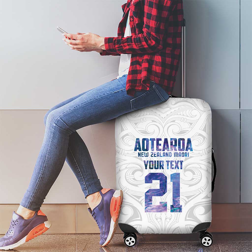 Custom New Zealand Aotearoa Luggage Cover Purple Maori Paua Shell Indigenous - Polynesian Pride