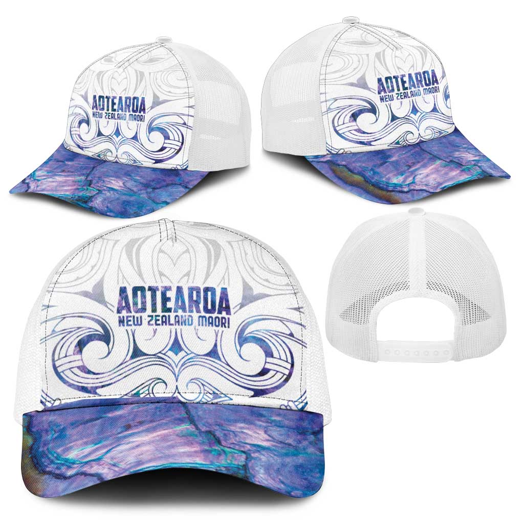 New Zealand Aotearoa Mesh Trucker Cap Purple Maori Papua Shell Indigenous - Polynesian Pride