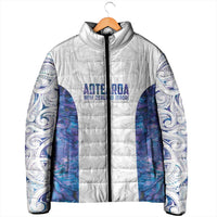 Custom New Zealand Aotearoa Padded Jacket Purple Maori Paua Shell Indigenous - Polynesian Pride