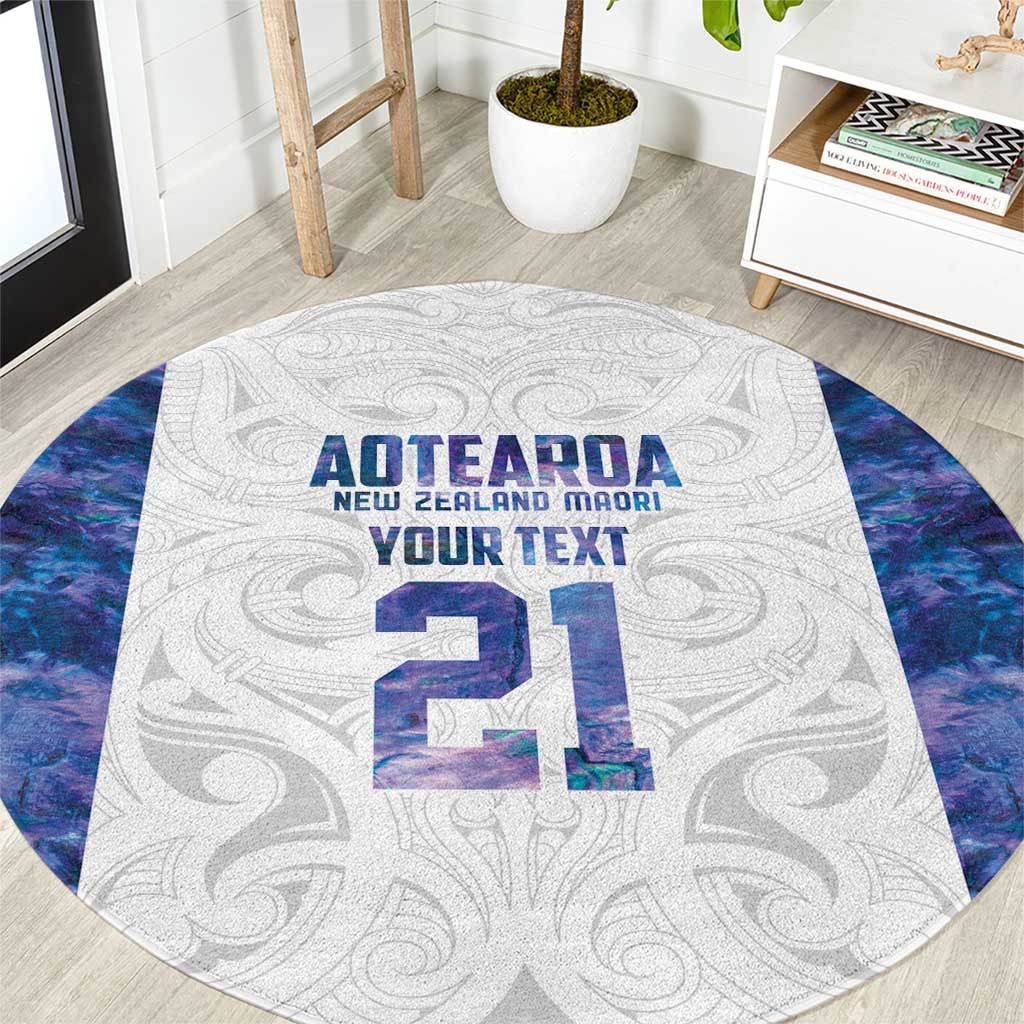 Custom New Zealand Aotearoa Round Carpet Purple Maori Paua Shell Indigenous - Polynesian Pride