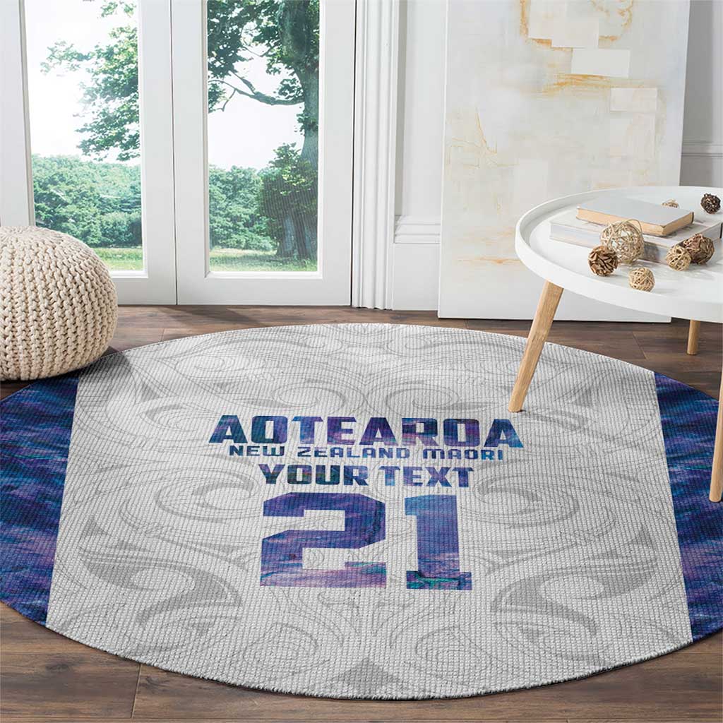 Custom New Zealand Aotearoa Round Carpet Purple Maori Paua Shell Indigenous - Polynesian Pride