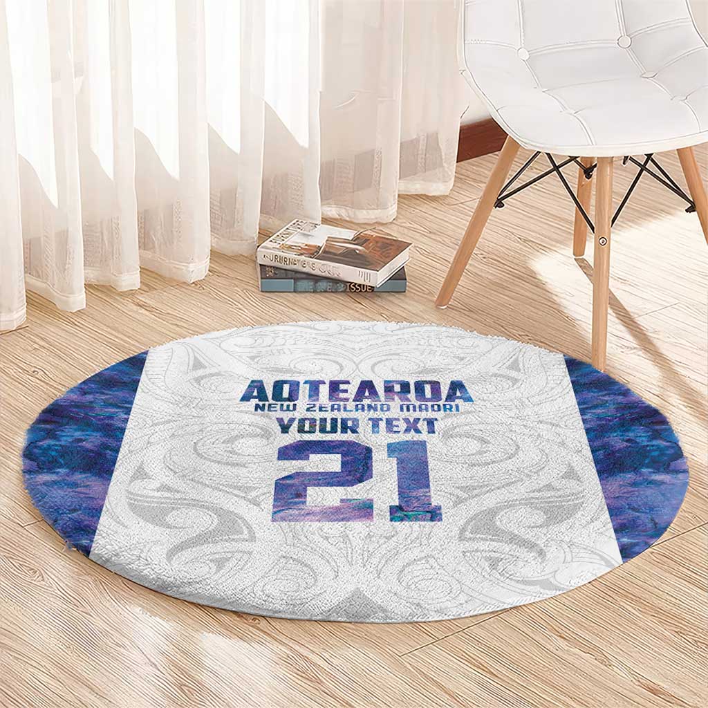 Custom New Zealand Aotearoa Round Carpet Purple Maori Paua Shell Indigenous - Polynesian Pride
