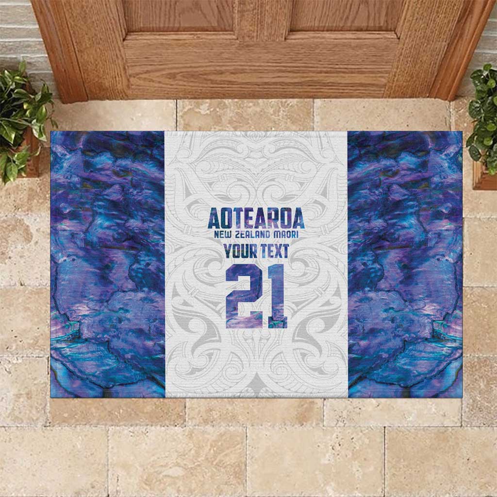 Custom New Zealand Aotearoa Rubber Doormat Purple Maori Paua Shell Indigenous LT9 Purple - Polynesian Pride