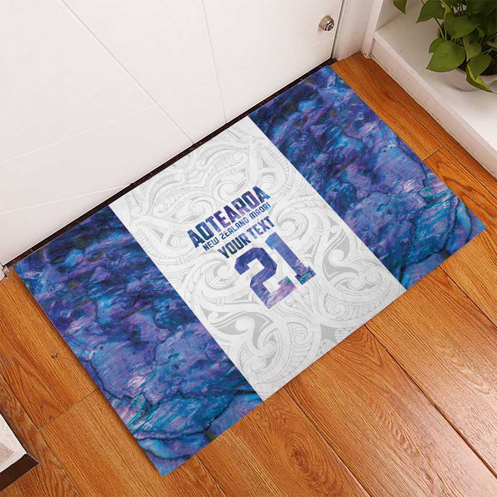 Custom New Zealand Aotearoa Rubber Doormat Purple Maori Paua Shell Indigenous LT9 - Polynesian Pride