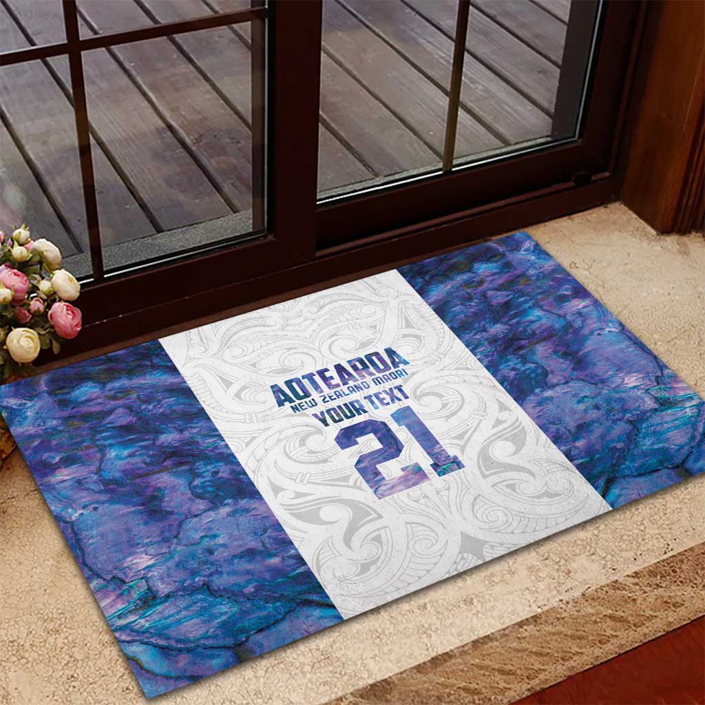 Custom New Zealand Aotearoa Rubber Doormat Purple Maori Paua Shell Indigenous LT9 - Polynesian Pride