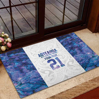 Custom New Zealand Aotearoa Rubber Doormat Purple Maori Paua Shell Indigenous LT9 - Polynesian Pride