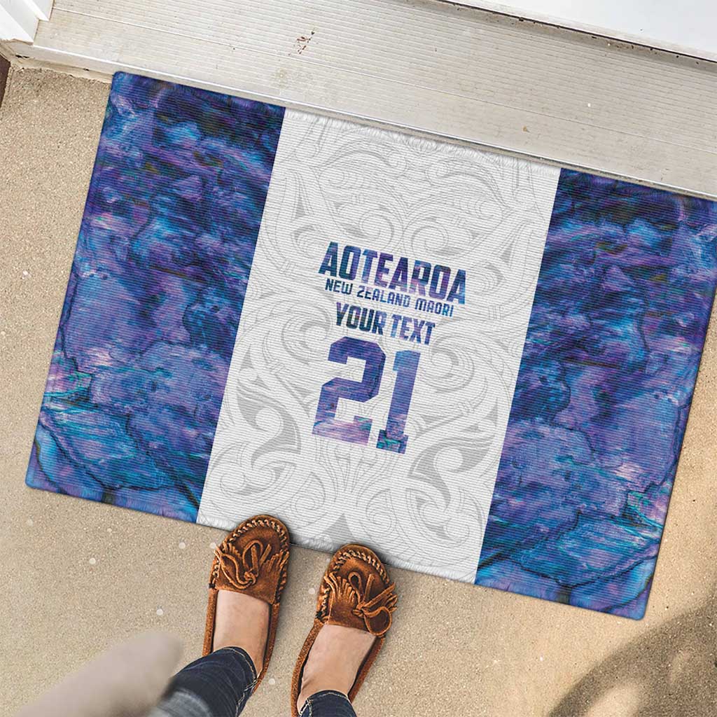 Custom New Zealand Aotearoa Rubber Doormat Purple Maori Paua Shell Indigenous LT9 - Polynesian Pride