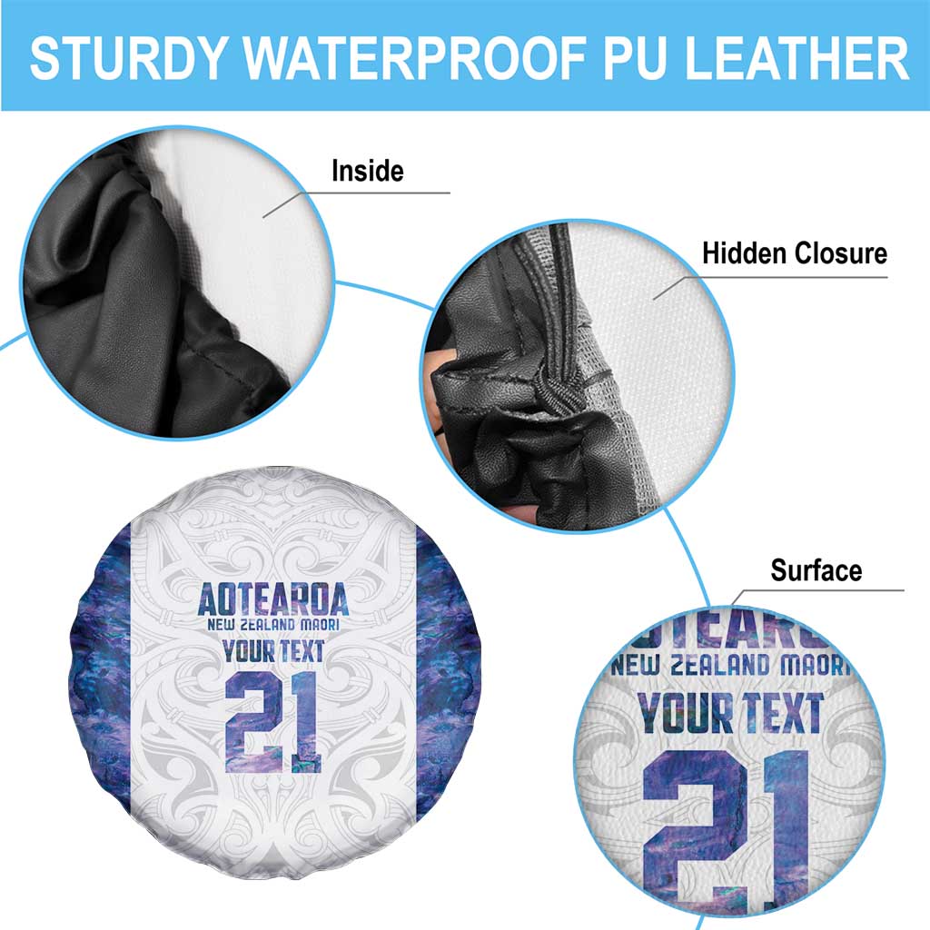 Custom New Zealand Aotearoa Spare Tire Cover Purple Maori Paua Shell Indigenous - Polynesian Pride