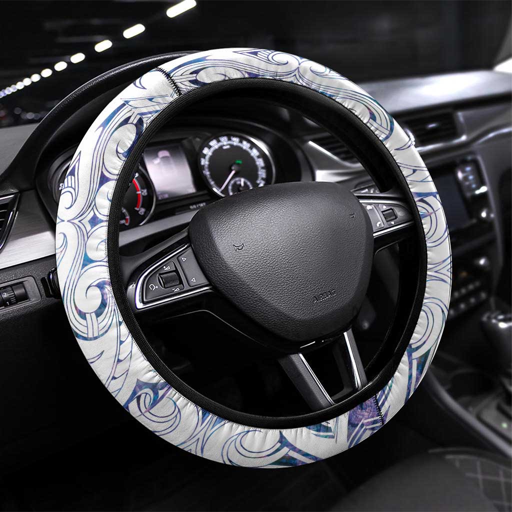 New Zealand Aotearoa Steering Wheel Cover Purple Maori Paua Shell Indigenous LT9 Universal Fit Purple - Polynesian Pride