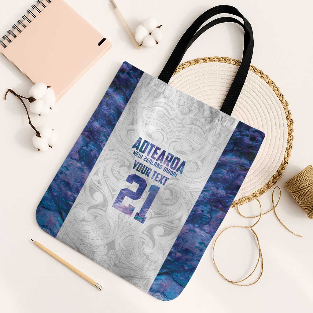 Custom New Zealand Aotearoa Tote Bag Purple Maori Paua Shell Indigenous LT9 Black Strap One Size Purple - Polynesian Pride