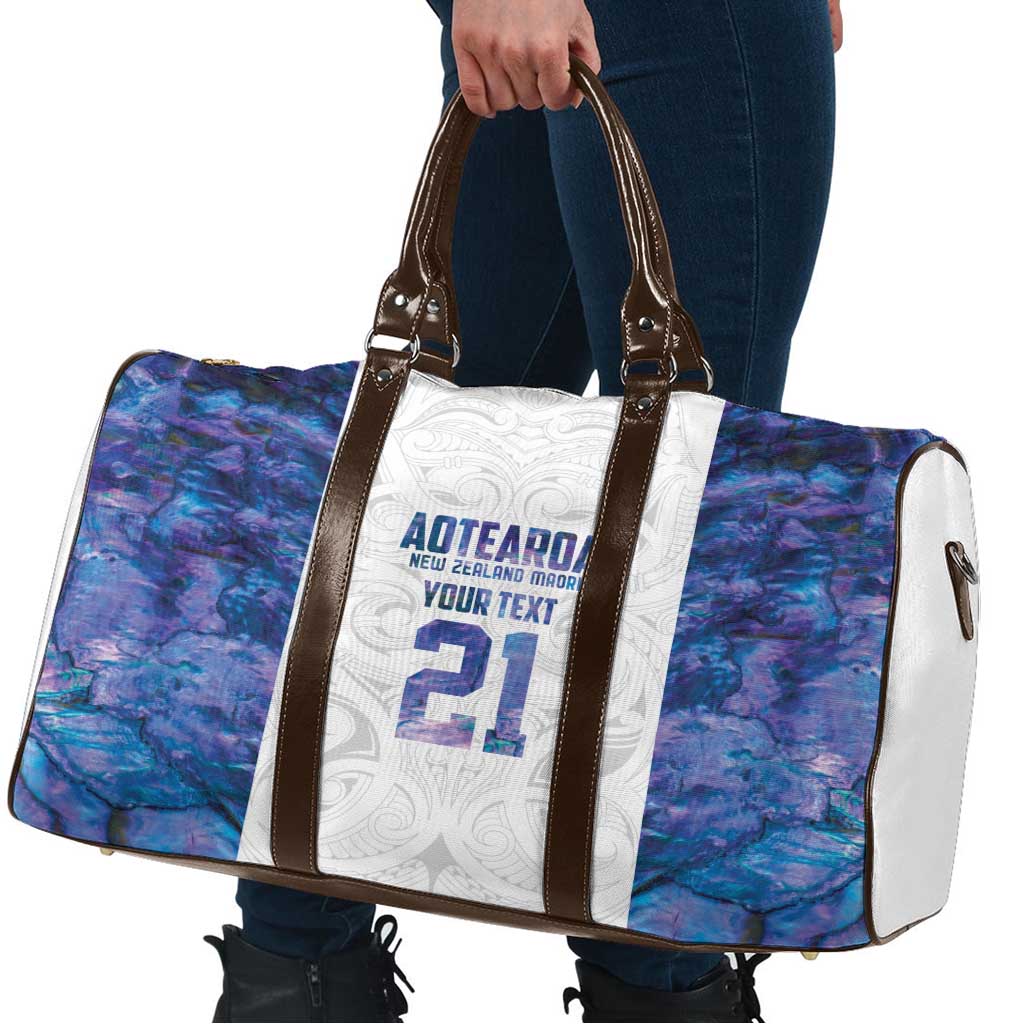 Custom New Zealand Aotearoa Travel Bag Purple Maori Paua Shell Indigenous - Polynesian Pride