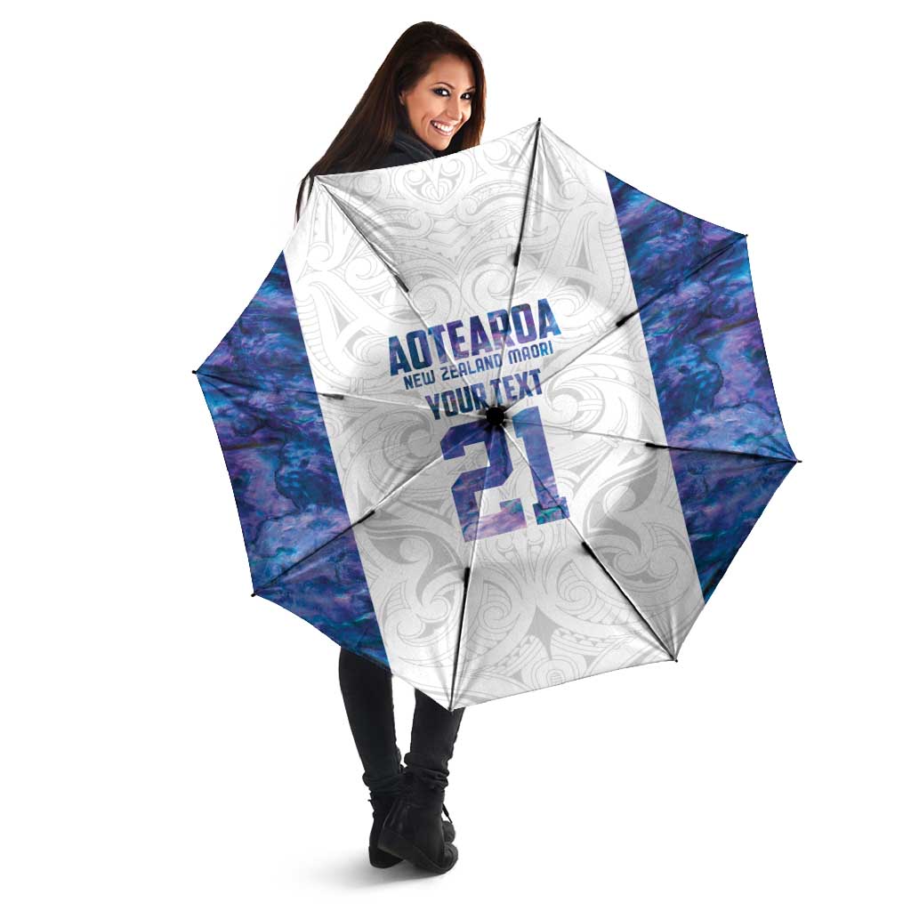 Custom New Zealand Aotearoa Umbrella Purple Maori Paua Shell Indigenous - Polynesian Pride
