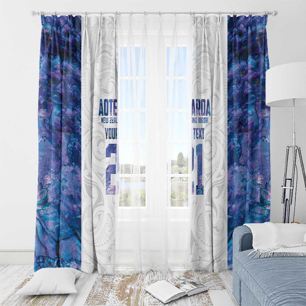 Custom New Zealand Aotearoa Window Curtain Purple Maori Paua Shell Indigenous - Polynesian Pride