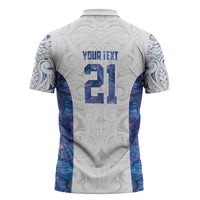 Custom New Zealand Aotearoa Zipper Polo Shirt Purple Maori Paua Shell Indigenous - Polynesian Pride