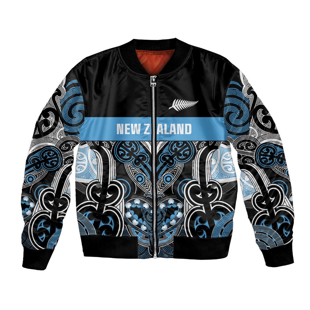World Cricket Custom New Zealand Bomber Jacket Kia kaha nga Potae Pango LT9 Unisex Black - Polynesian Pride