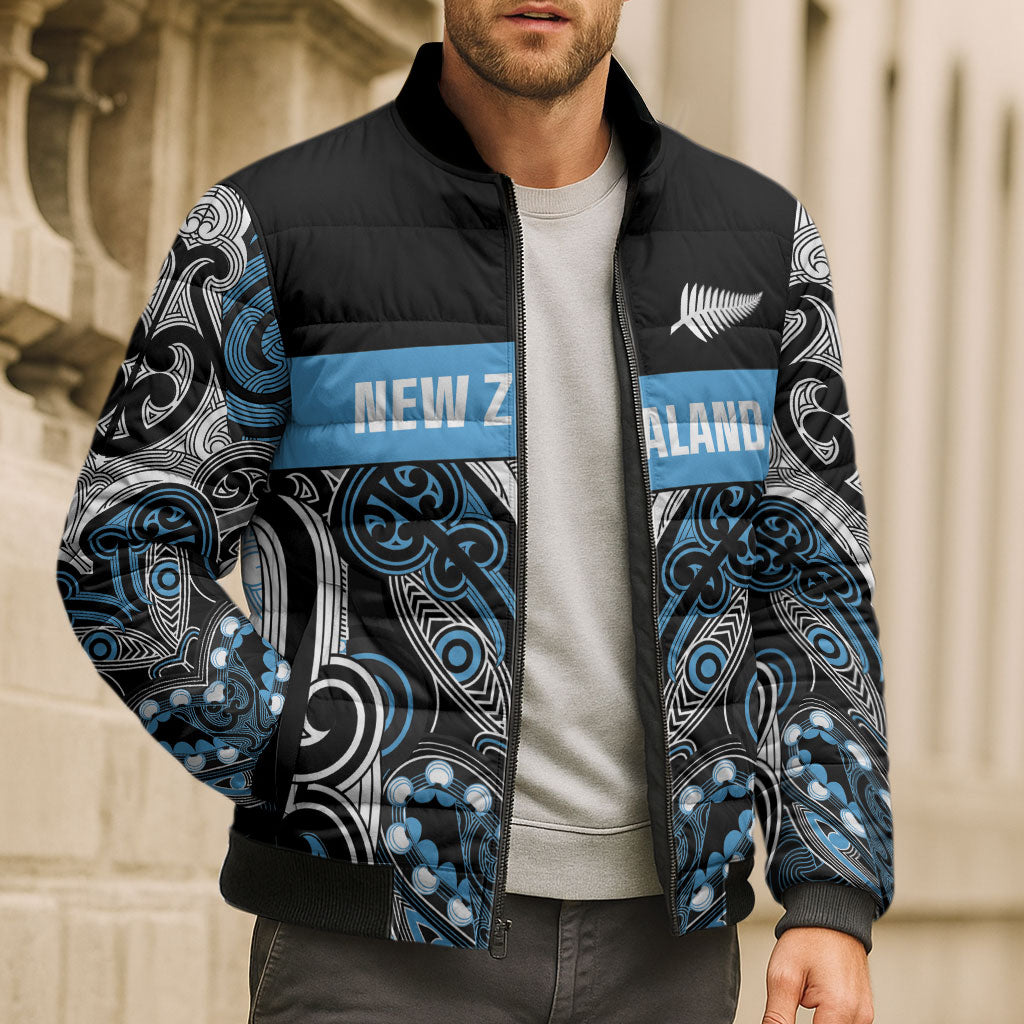 World Cricket Custom New Zealand Bomber Puffer Jacket Kia kaha nga Potae Pango LT9 - Polynesian Pride