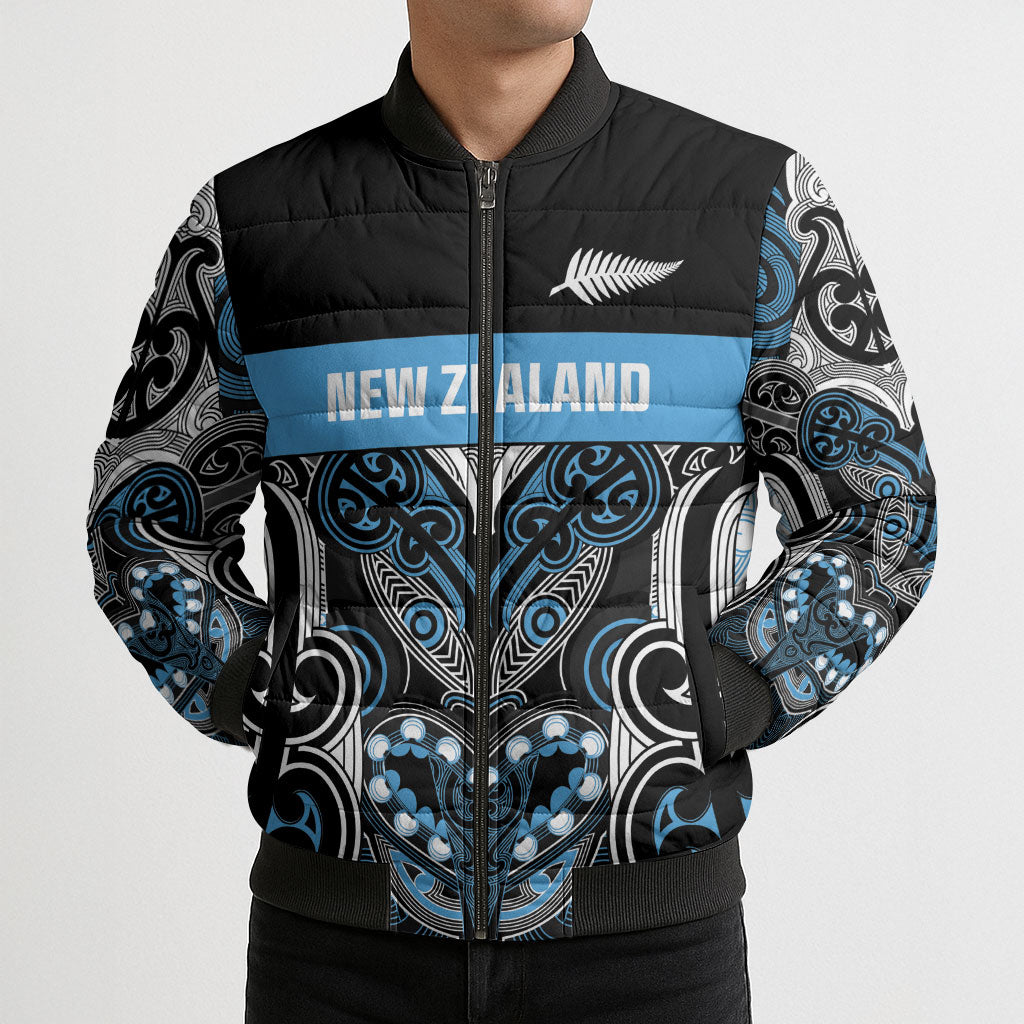 World Cricket Custom New Zealand Bomber Puffer Jacket Kia kaha nga Potae Pango LT9 - Polynesian Pride