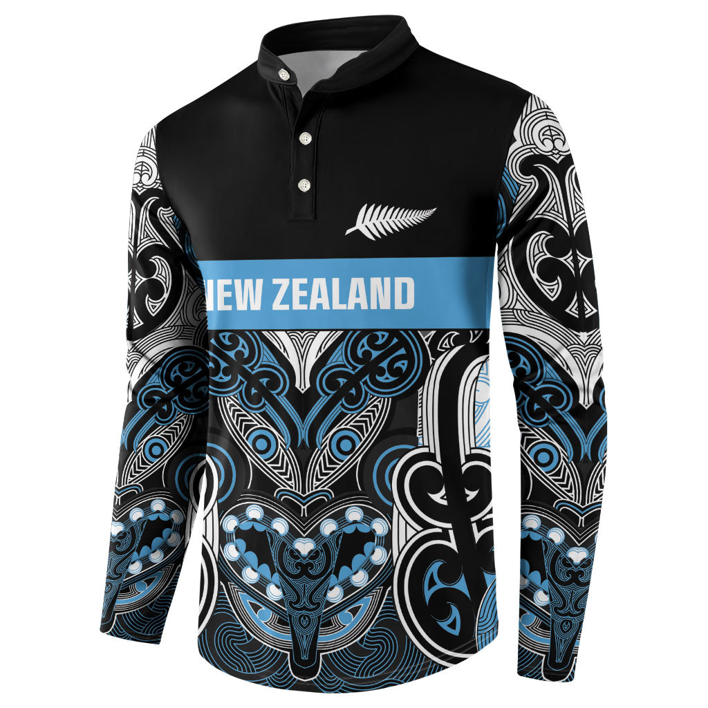 World Cricket Custom New Zealand Button Sweatshirt Kia kaha nga Potae Pango LT9 - Polynesian Pride