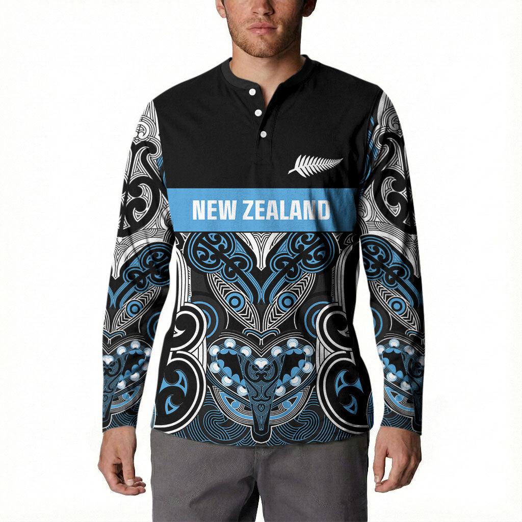 World Cricket Custom New Zealand Button Sweatshirt Kia kaha nga Potae Pango LT9 - Polynesian Pride