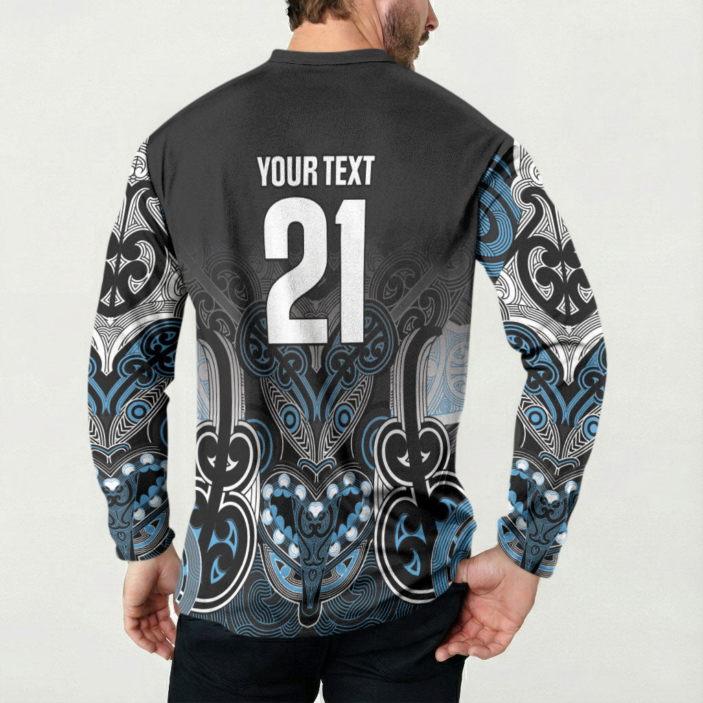 World Cricket Custom New Zealand Button Sweatshirt Kia kaha nga Potae Pango LT9 - Polynesian Pride