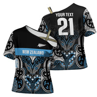 World Cricket Custom New Zealand Cross Shoulder Shirt Kia kaha nga Potae Pango LT9 - Polynesian Pride
