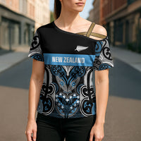 World Cricket Custom New Zealand Cross Shoulder Shirt Kia kaha nga Potae Pango LT9 - Polynesian Pride