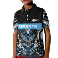 World Cricket Custom New Zealand Kid Polo Shirt Kia kaha nga Potae Pango LT9 Kid Black - Polynesian Pride