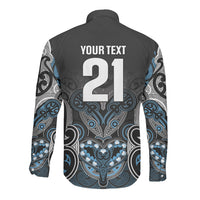 World Cricket Custom New Zealand Long Sleeve Button Shirt Kia kaha nga Potae Pango LT9 - Polynesian Pride