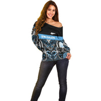 World Cricket Custom New Zealand Off Shoulder Sweater Kia kaha nga Potae Pango LT9 - Polynesian Pride