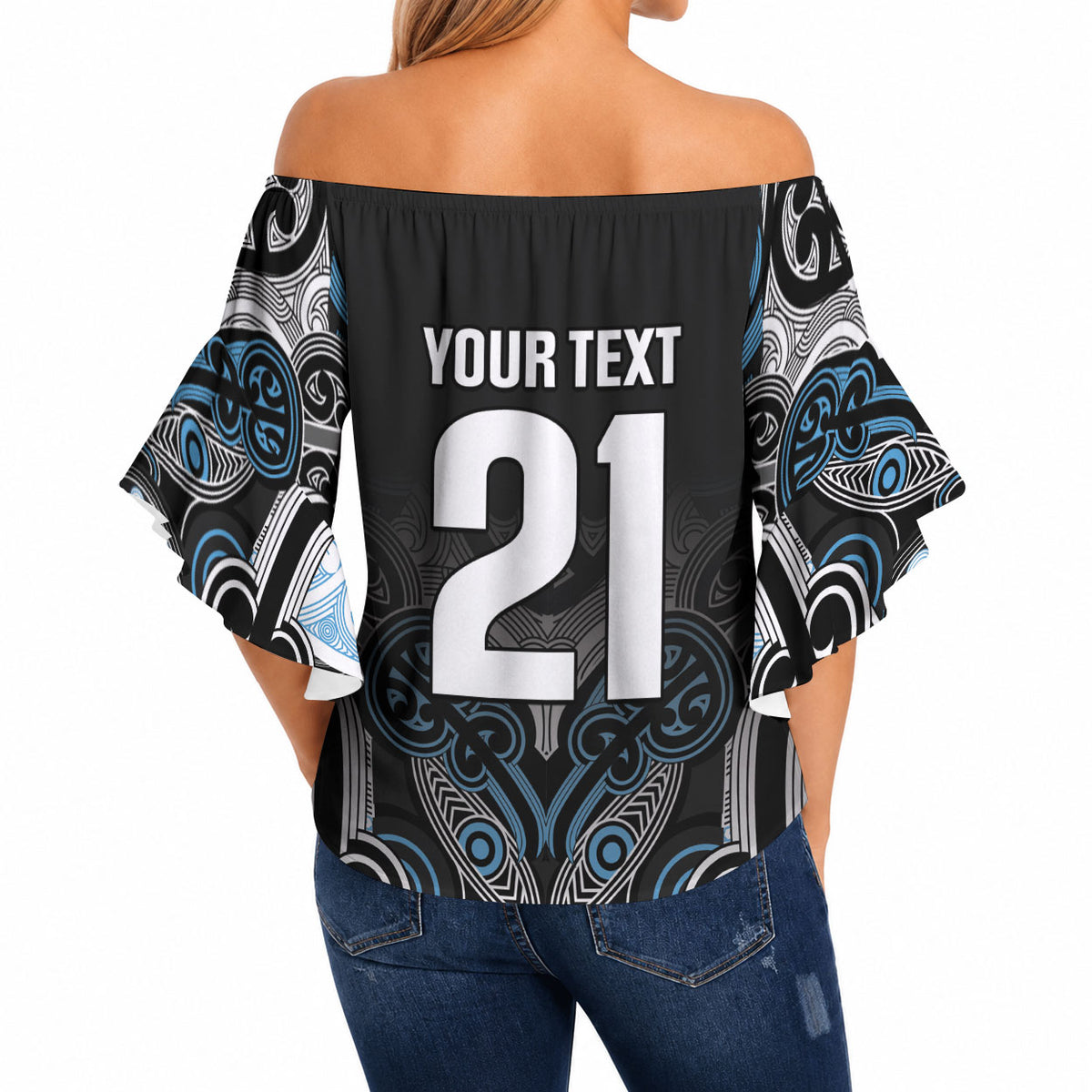 World Cricket Custom New Zealand Off Shoulder Wrap Waist Top Kia kaha nga Potae Pango LT9 - Polynesian Pride