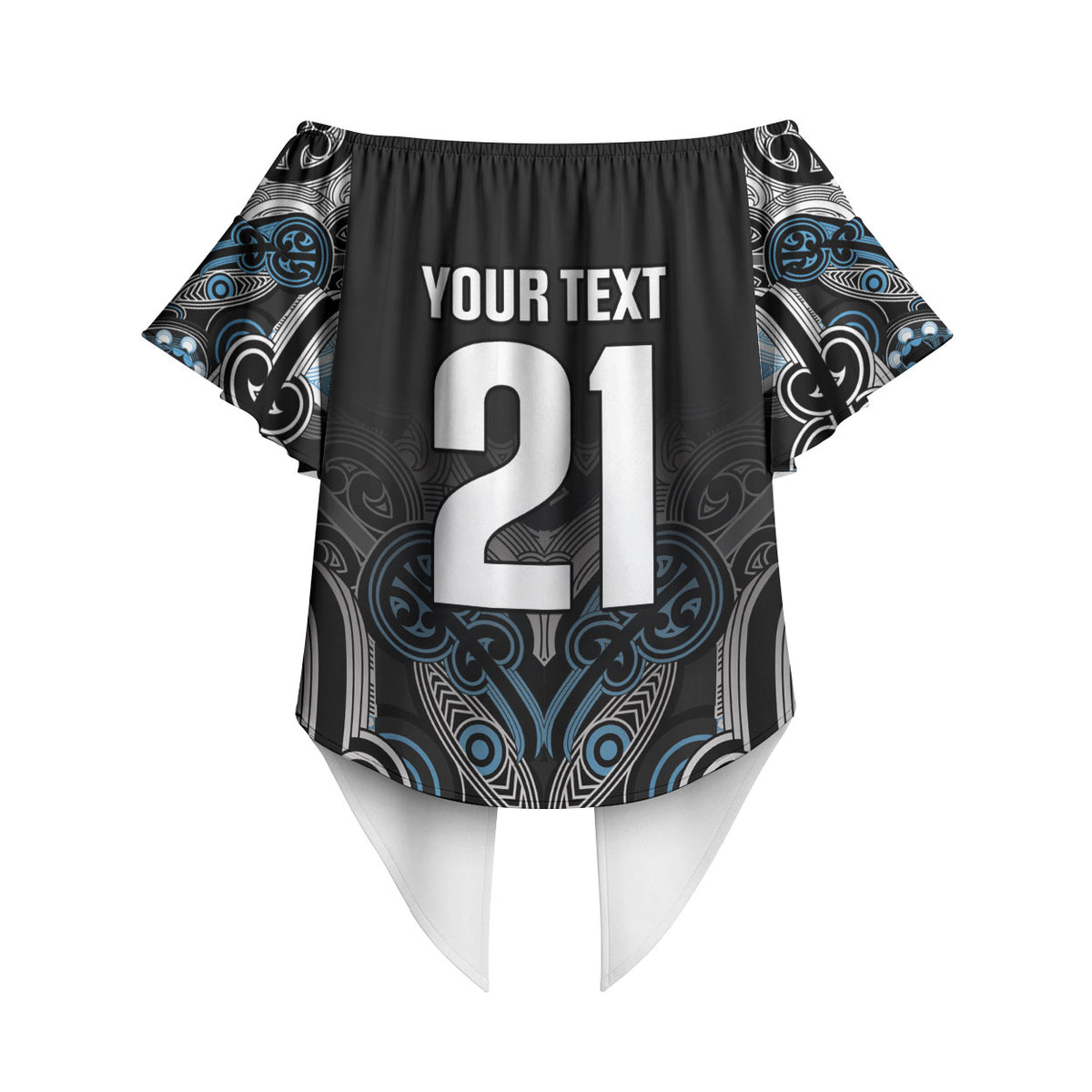 World Cricket Custom New Zealand Off Shoulder Wrap Waist Top Kia kaha nga Potae Pango LT9 - Polynesian Pride