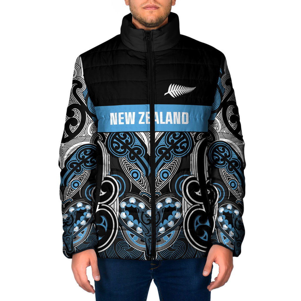 World Cricket Custom New Zealand Padded Jacket Kia kaha nga Potae Pango LT9 Men Black - Polynesian Pride
