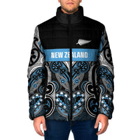 World Cricket Custom New Zealand Padded Jacket Kia kaha nga Potae Pango LT9 Men Black - Polynesian Pride