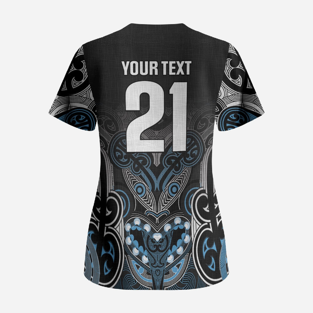 World Cricket Custom New Zealand Scrub Top Kia kaha nga Potae Pango LT9 - Polynesian Pride