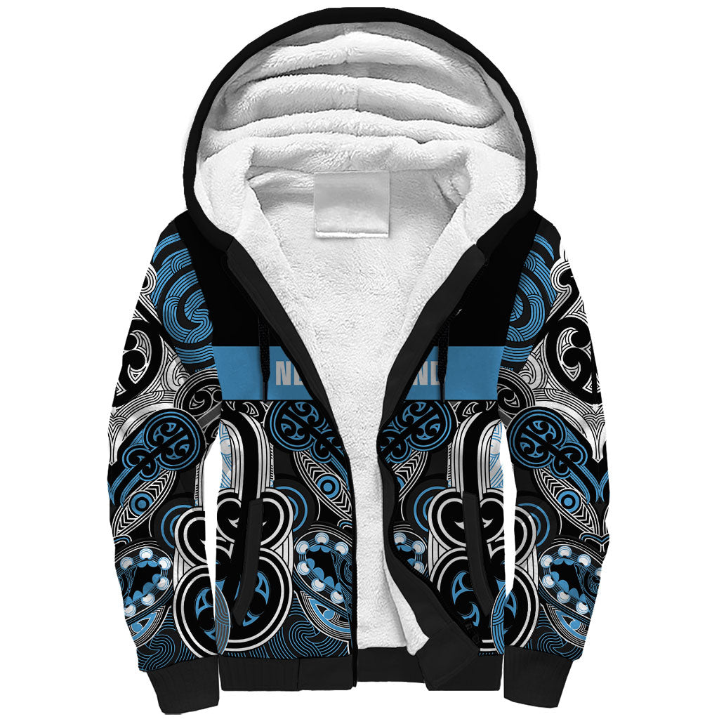 World Cricket Custom New Zealand Sherpa Hoodie Kia kaha nga Potae Pango LT9 Unisex Black - Polynesian Pride