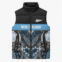 World Cricket Custom New Zealand Sleeveless Puffer Jacket Kia kaha nga Potae Pango LT9 Unisex Black - Polynesian Pride