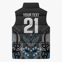 World Cricket Custom New Zealand Sleeveless Puffer Jacket Kia kaha nga Potae Pango LT9 - Polynesian Pride