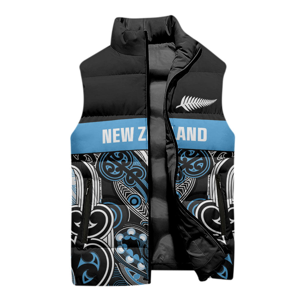 World Cricket Custom New Zealand Sleeveless Puffer Jacket Kia kaha nga Potae Pango LT9 - Polynesian Pride