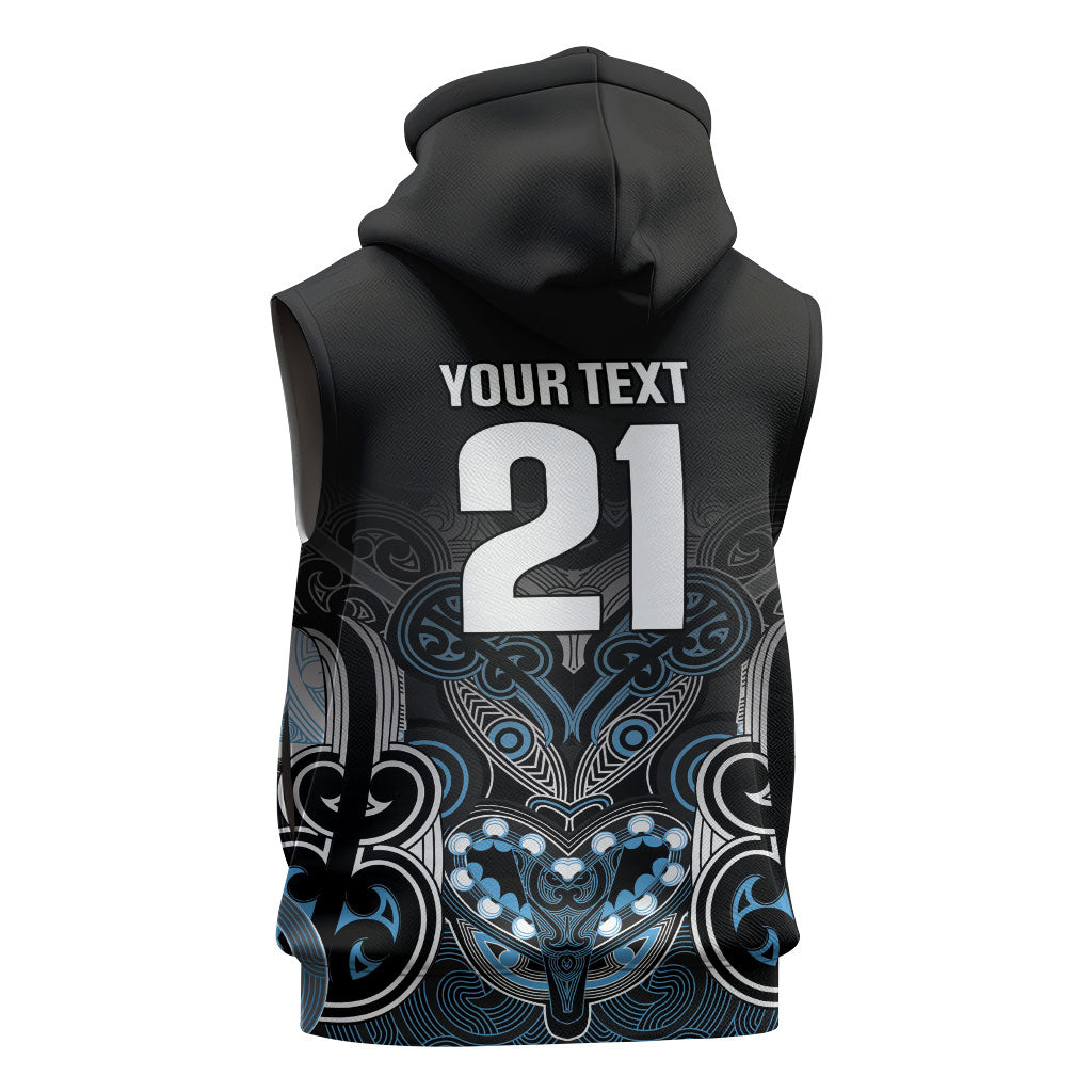 World Cricket Custom New Zealand Sleeveless Zip Hoodie Kia kaha nga Potae Pango LT9 - Polynesian Pride
