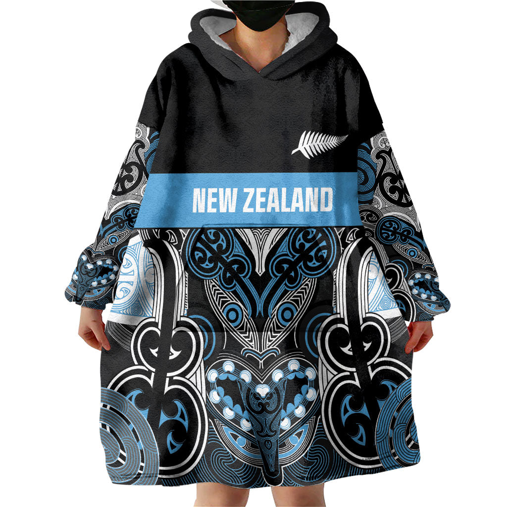 World Cricket Custom New Zealand Wearable Blanket Hoodie Kia kaha nga Potae Pango LT9 - Polynesian Pride