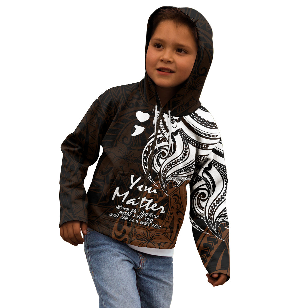 Your Matter Suicide Prevention Kid Hoodie Gold Polynesian Tribal LT9 - Polynesian Pride