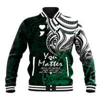 Your Matter Suicide Prevention Baseball Jacket Green Polynesian Tribal LT9 Unisex Green - Polynesian Pride