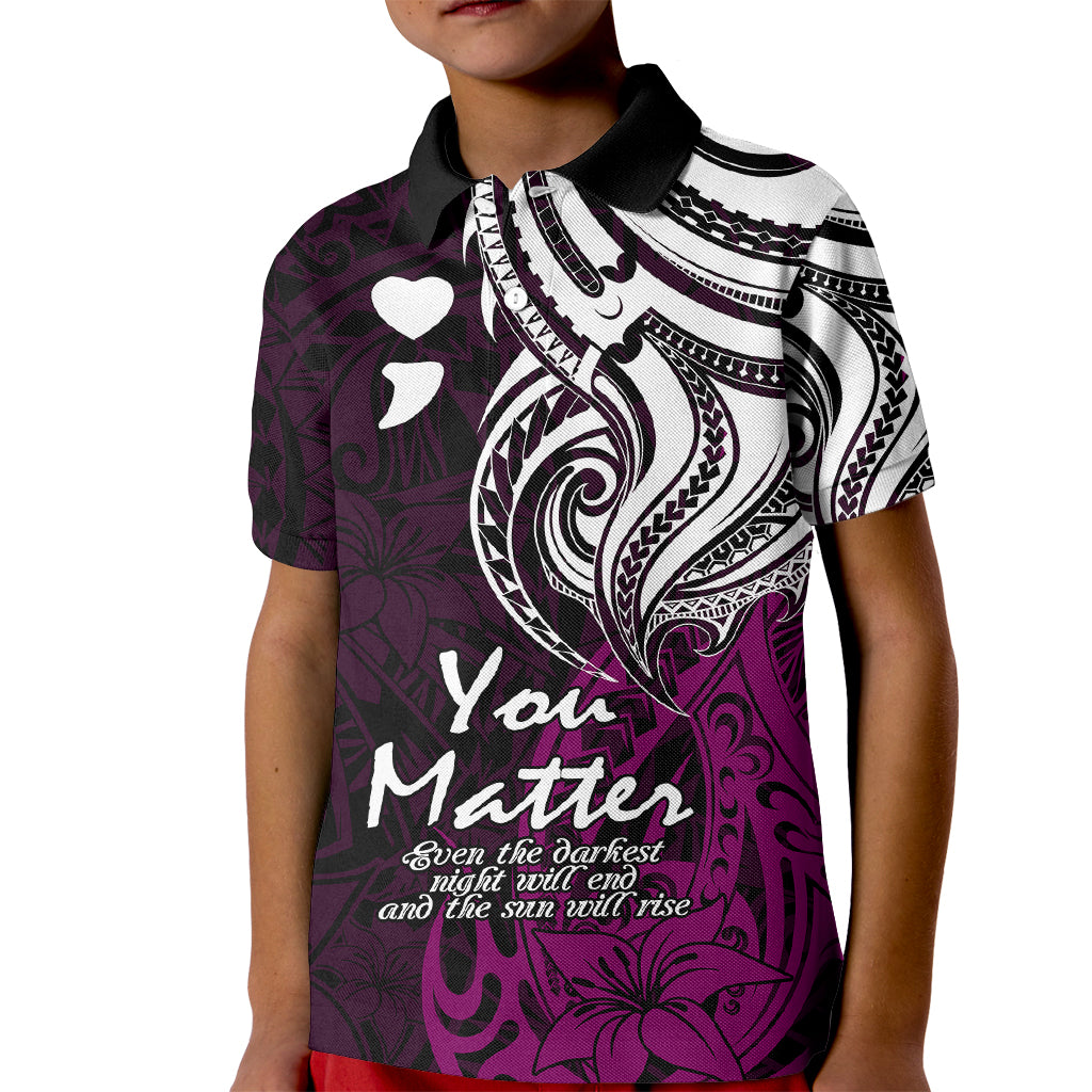Your Matter Suicide Prevention Kid Polo Shirt Pink Polynesian Tribal LT9 Kid Pink - Polynesian Pride