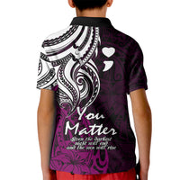 Your Matter Suicide Prevention Kid Polo Shirt Pink Polynesian Tribal LT9 - Polynesian Pride