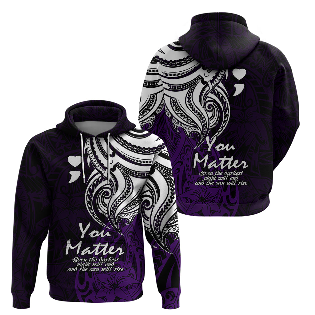 Your Matter Suicide Prevention Hoodie Purple Polynesian Tribal LT9 - Polynesian Pride